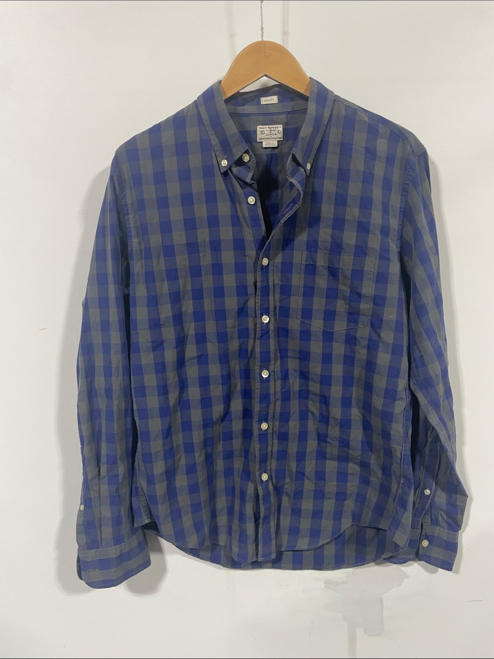 J. Crew Men's Button-Down Plaid Shirt - Blue and Gray